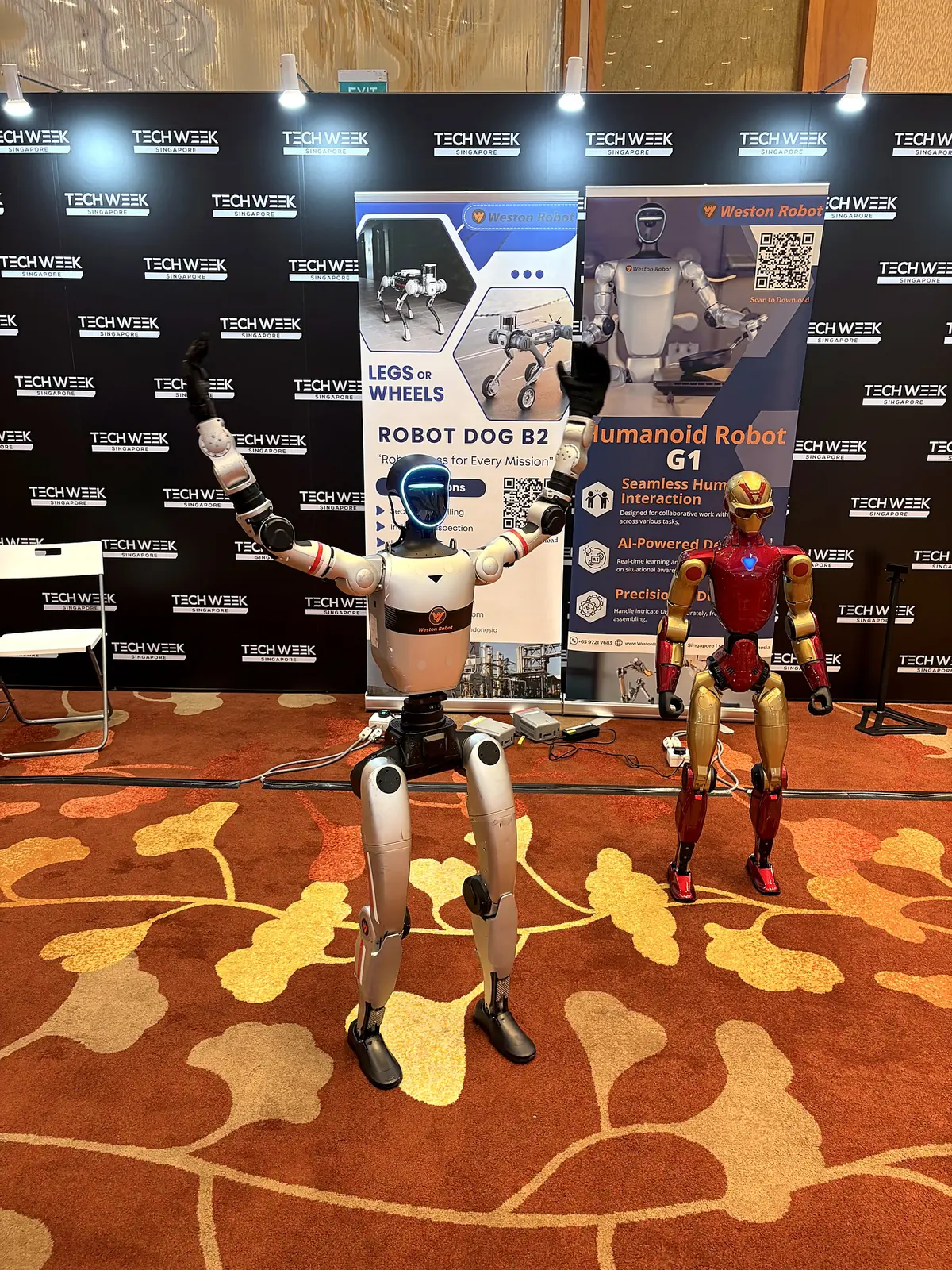 Robots in the Weston Robot display area at Tech Week Singapore.